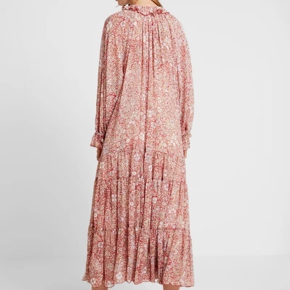 O.P.T. Revolve Pink Floral Long Sleeve Tiered Peasant Maxi Dress Medium NWT - Picture 7 of 16